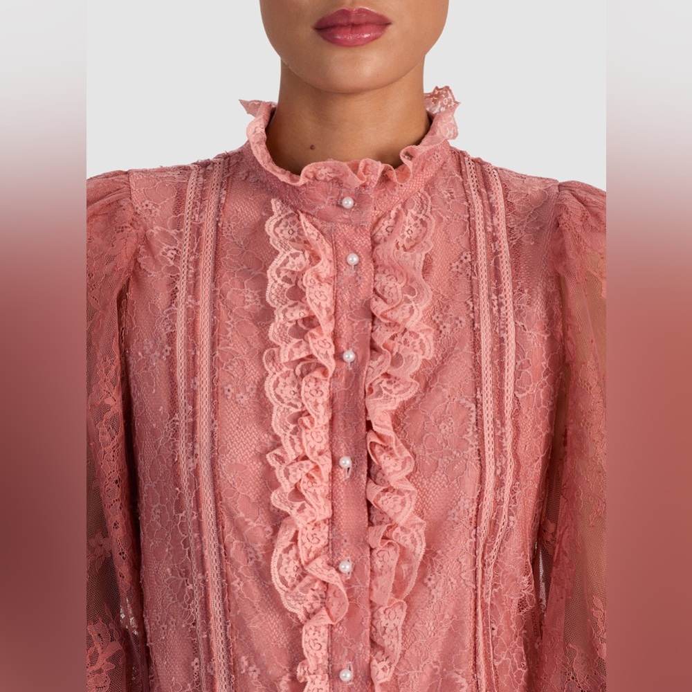ALICE + OLIVIA Eugenia Lace Handkerchief Blouse size small $256 NEW - Picture 5 of 12